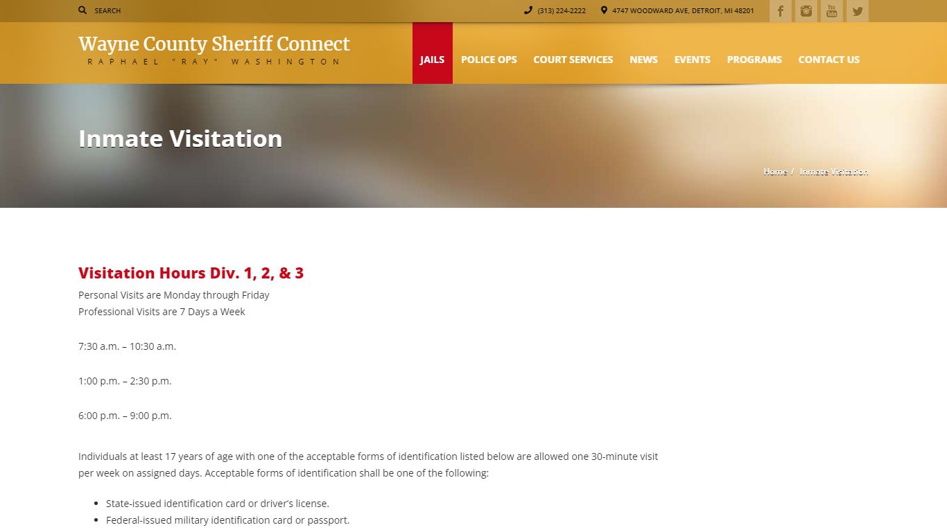 Inmate Visitation | Sheriff Connect – Wayne County Michigan
